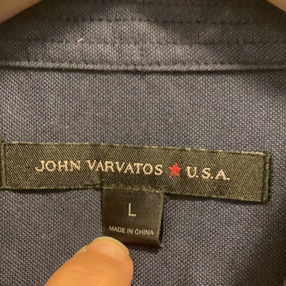 John Varvatos USA Navy Blue Cotton Button Down Shirt Size Large - Picture 8 of 10